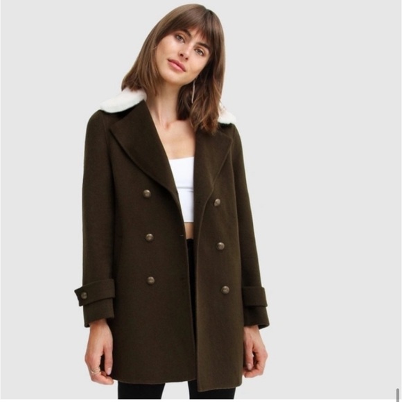 Belle & Bloom Liberty Sherpa Collar Wool Blend Military Coat NEW - Picture 13 of 13